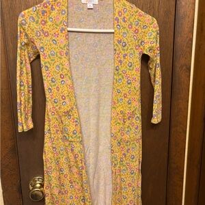 LuLaRoe Kids Floral Cardigan - Yellow and Pink